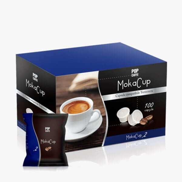 moca-cup-domo Pop Caffè Capsule Moka Cup Miscela 2 Cremoso Compatibili Domo Caffè Conf 100 Pz - immagine 1